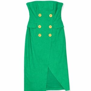 mare mare chinoiserie sleeveless fit & flare midi dress Off-White Richelieu V Neck Sleeveless Midi Dress